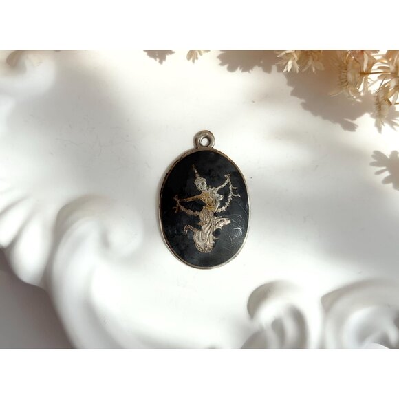 Mekkala(h) Siam Sterling Silver 925 Vintage Thai Made Nielloware Brooch Pin - Picture 2 of 8